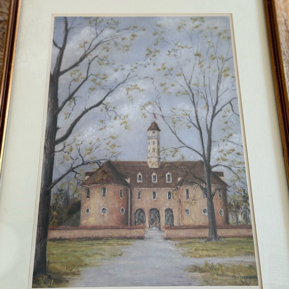 Vintage Framed Print Original Capital Building Williamsburg, Virginia